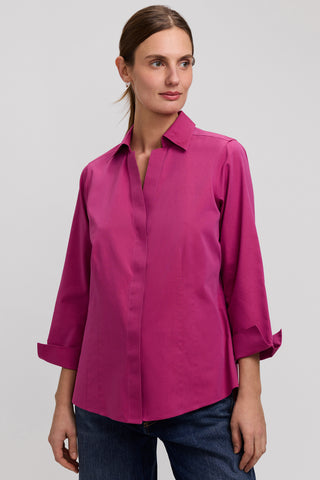 Taylor Petite No Iron Pinpoint 3/4 Sleeve Shirt