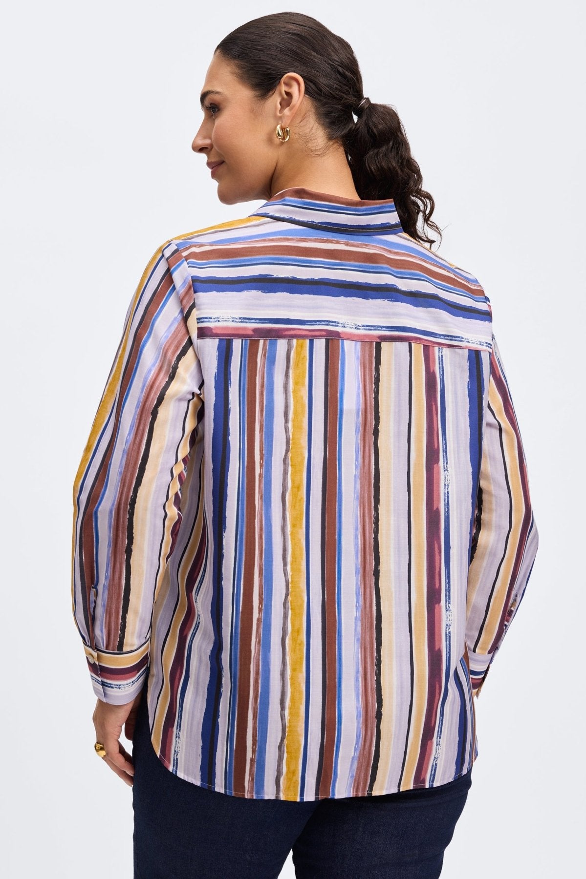 Meghan Plus Watercolor Stripe Long Sleeve Shirt