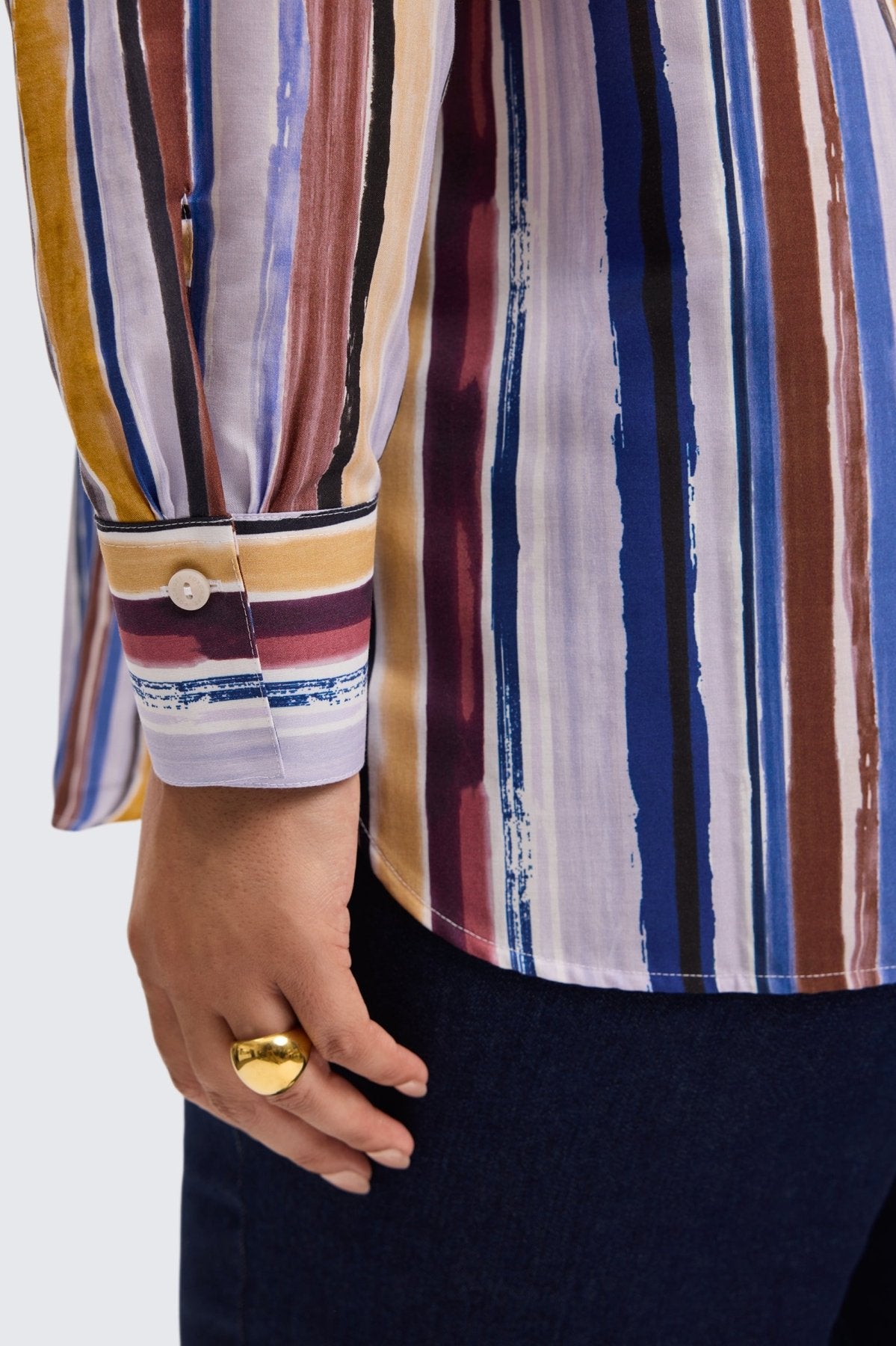 Meghan Plus Watercolor Stripe Long Sleeve Shirt