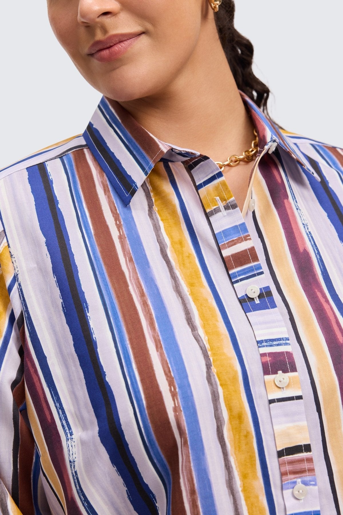 Meghan Plus Watercolor Stripe Long Sleeve Shirt