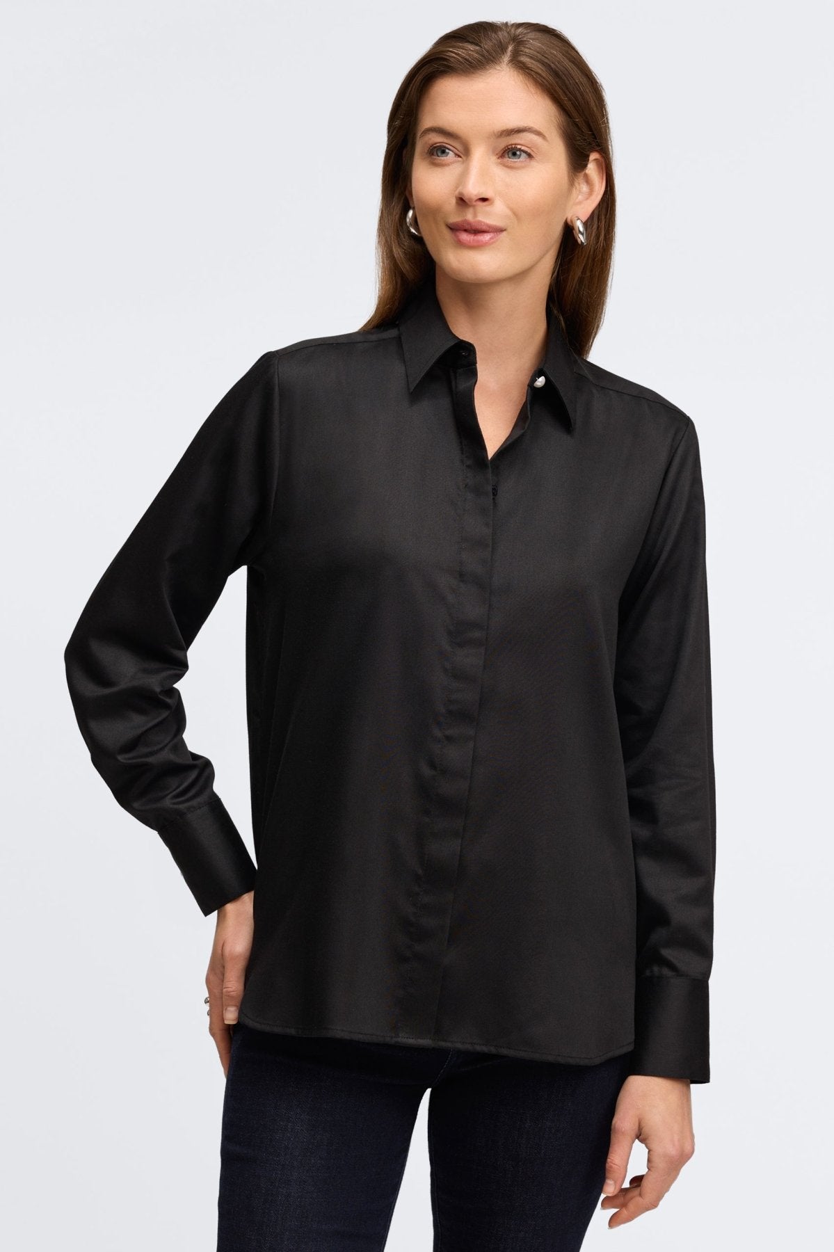 Pearl No Iron Stretch Matte Sateen Long Sleeve Shirt