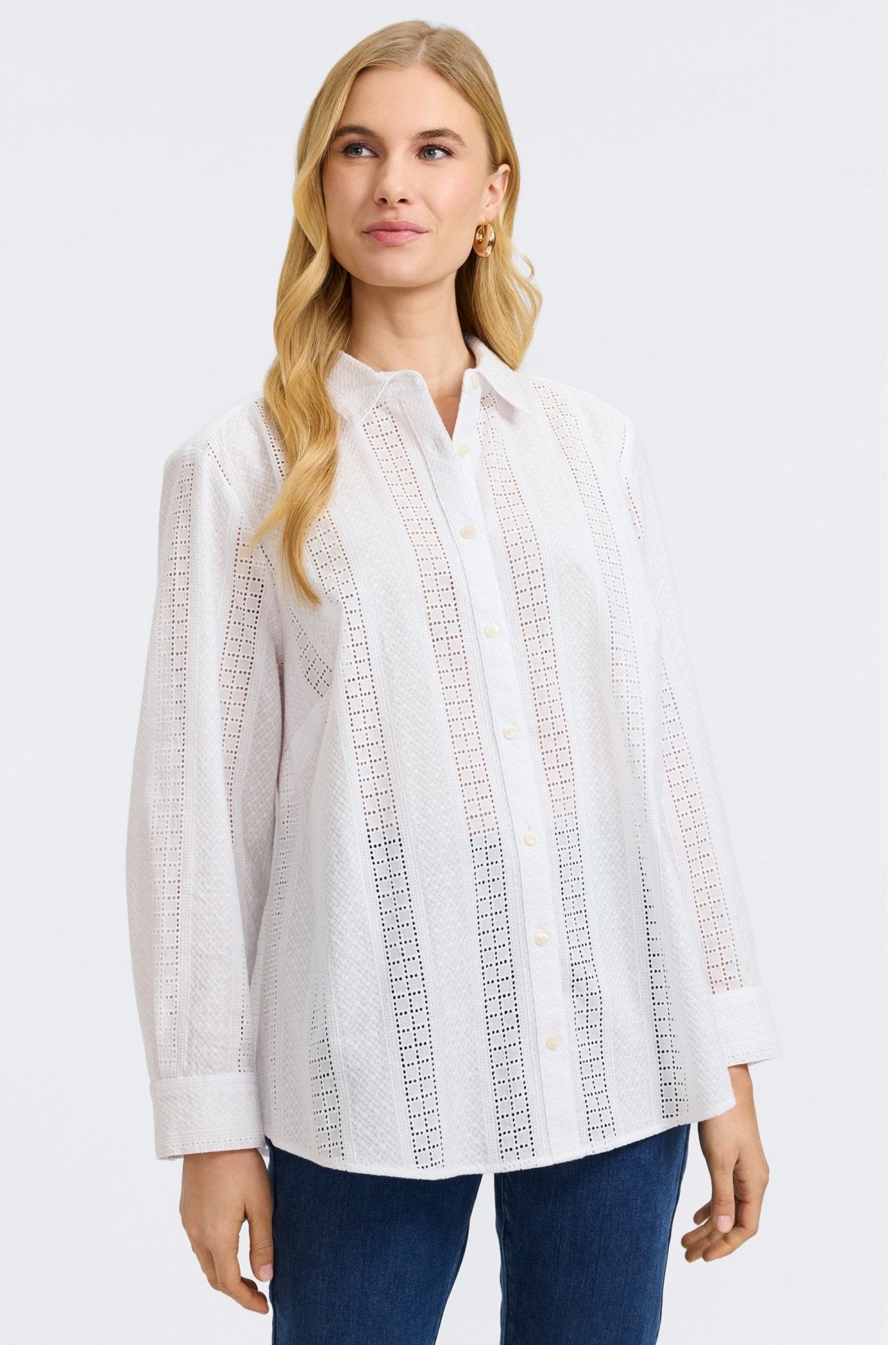 Zoey Cotton Eyelet Long Sleeve Shirt
