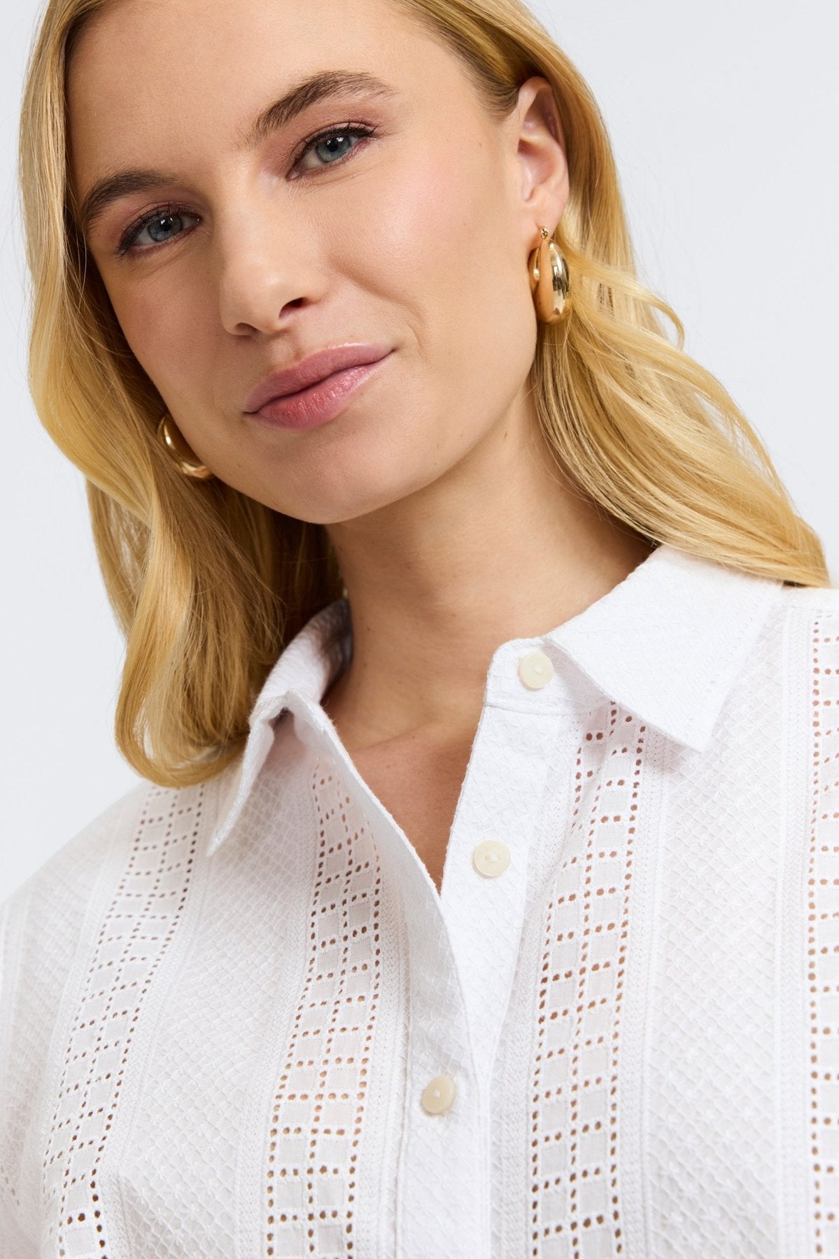 Zoey Cotton Eyelet Long Sleeve Shirt