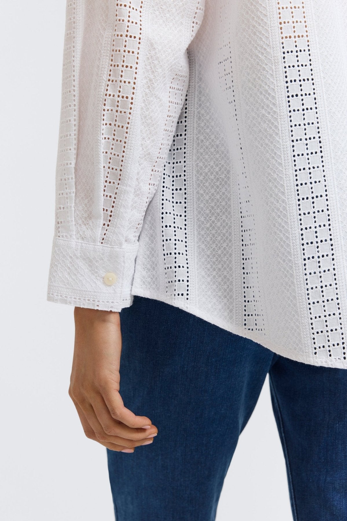 Zoey Cotton Eyelet Long Sleeve Shirt