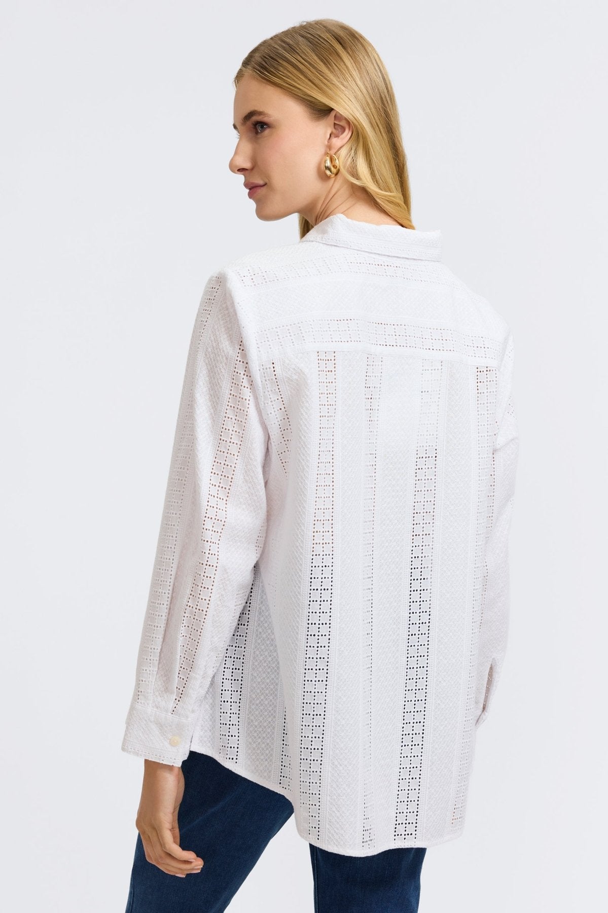 Zoey Cotton Eyelet Long Sleeve Shirt