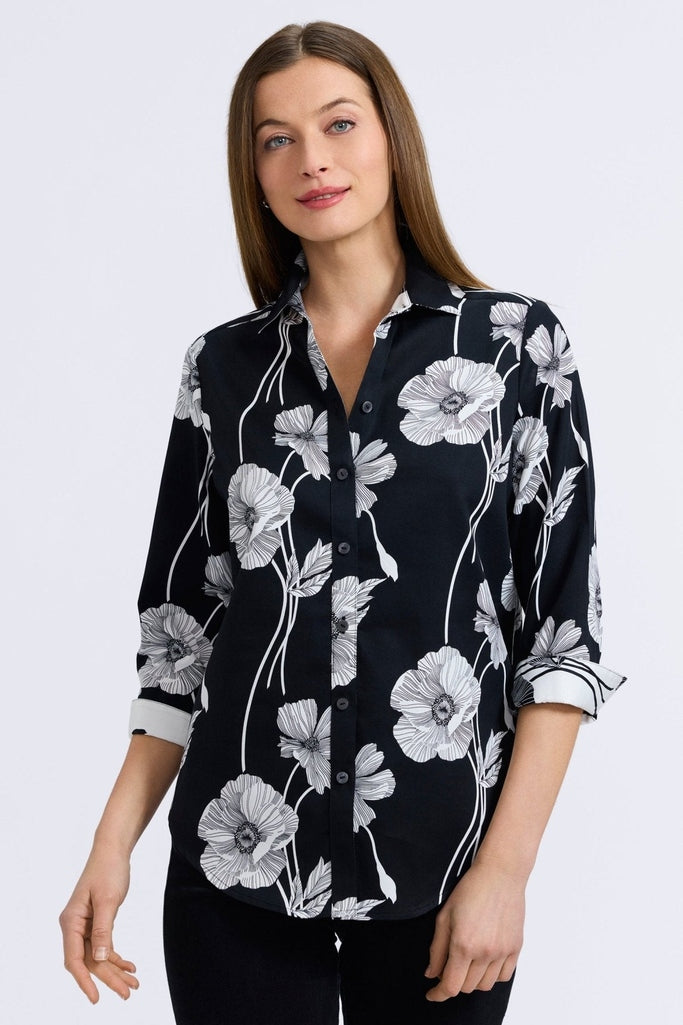 Margie Poppy 3/4 Sleeve Shirt – Foxcroft