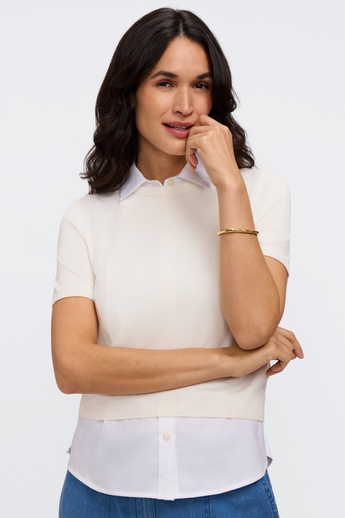 Dina Knit-Woven Sleeveless Layering Tank