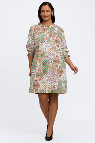 Alicia Plus Patchwork Medallion 3/4 Sleeve Dress
