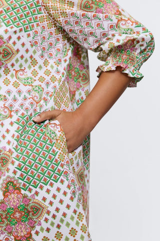 Alicia Plus Patchwork Medallion 3/4 Sleeve Dress