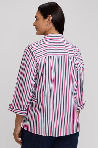 Taylor Plus No Iron Pinpoint Stripe 3/4 Sleeve Shirt