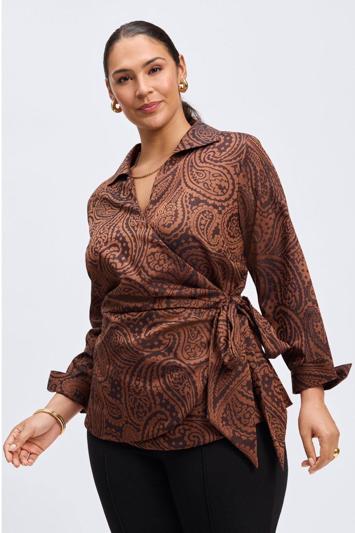 Salina Plus Paisley Jacquard Long Sleeve Shirt
