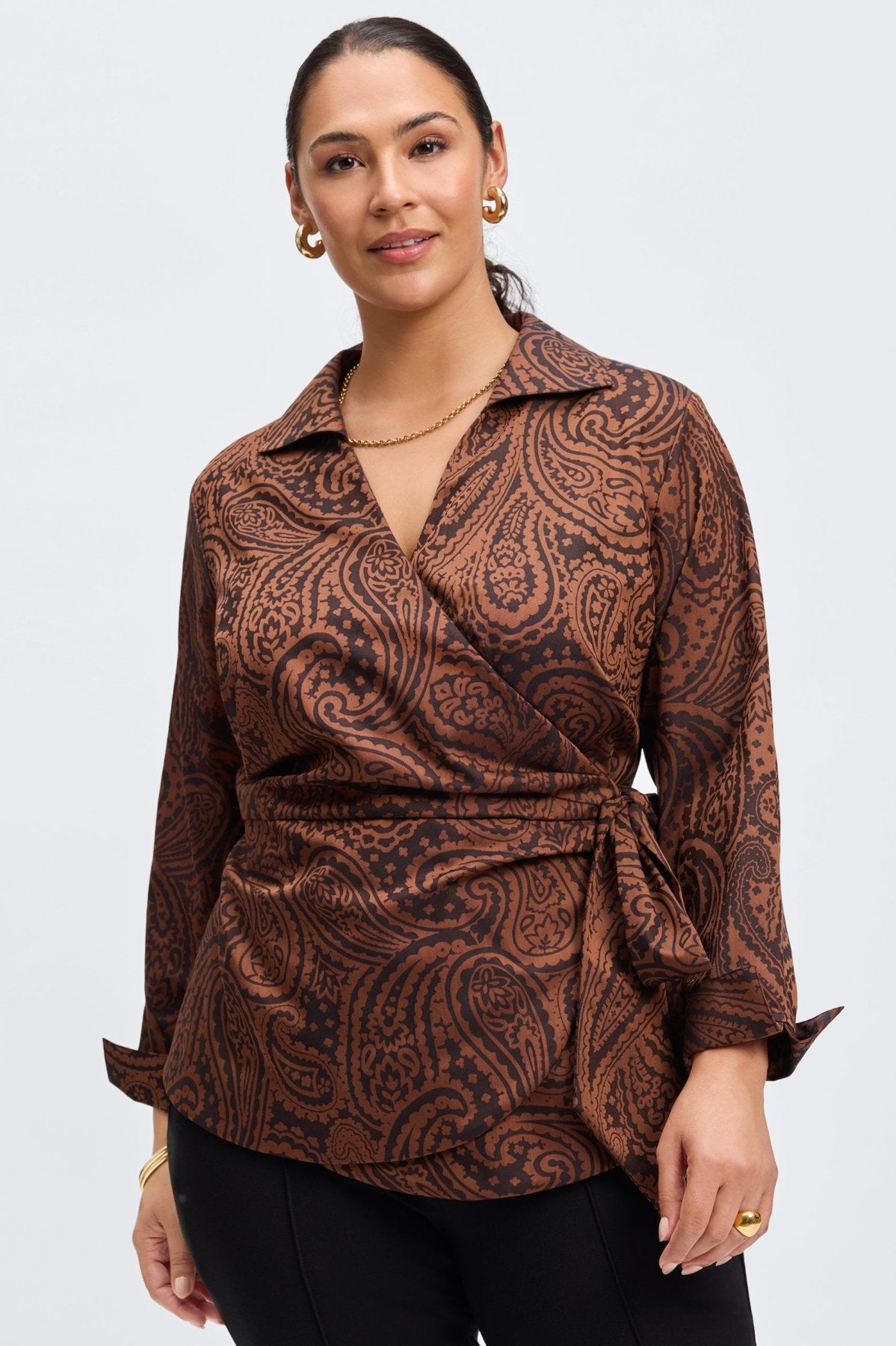 Salina Plus Paisley Jacquard Long Sleeve Shirt