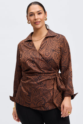 Salina Plus Paisley Jacquard Long Sleeve Shirt