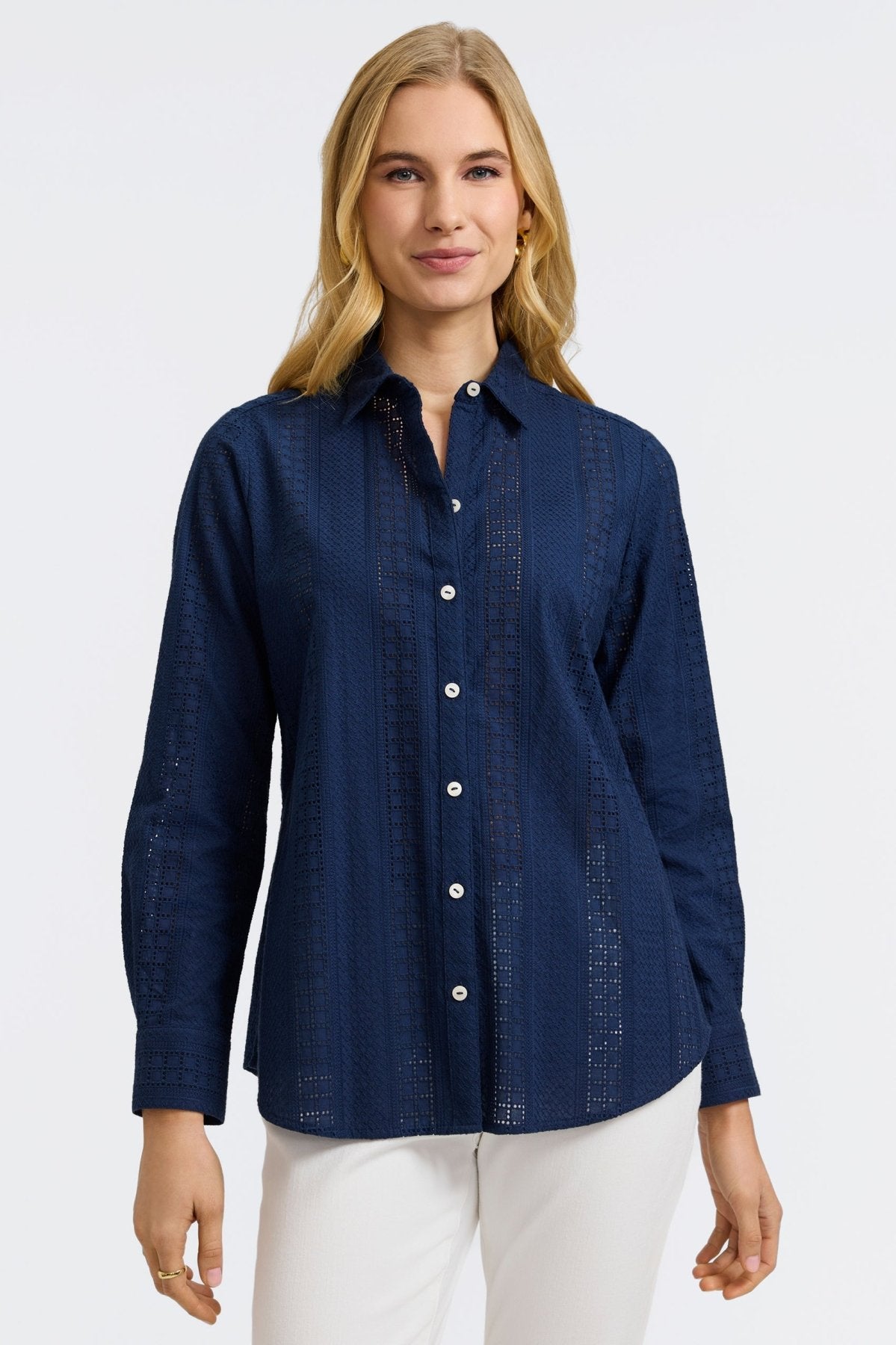 Zoey Cotton Eyelet Long Sleeve Shirt