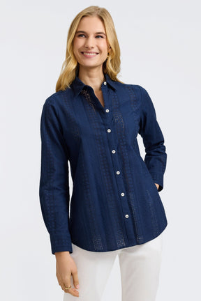 Zoey Cotton Eyelet Long Sleeve Shirt
