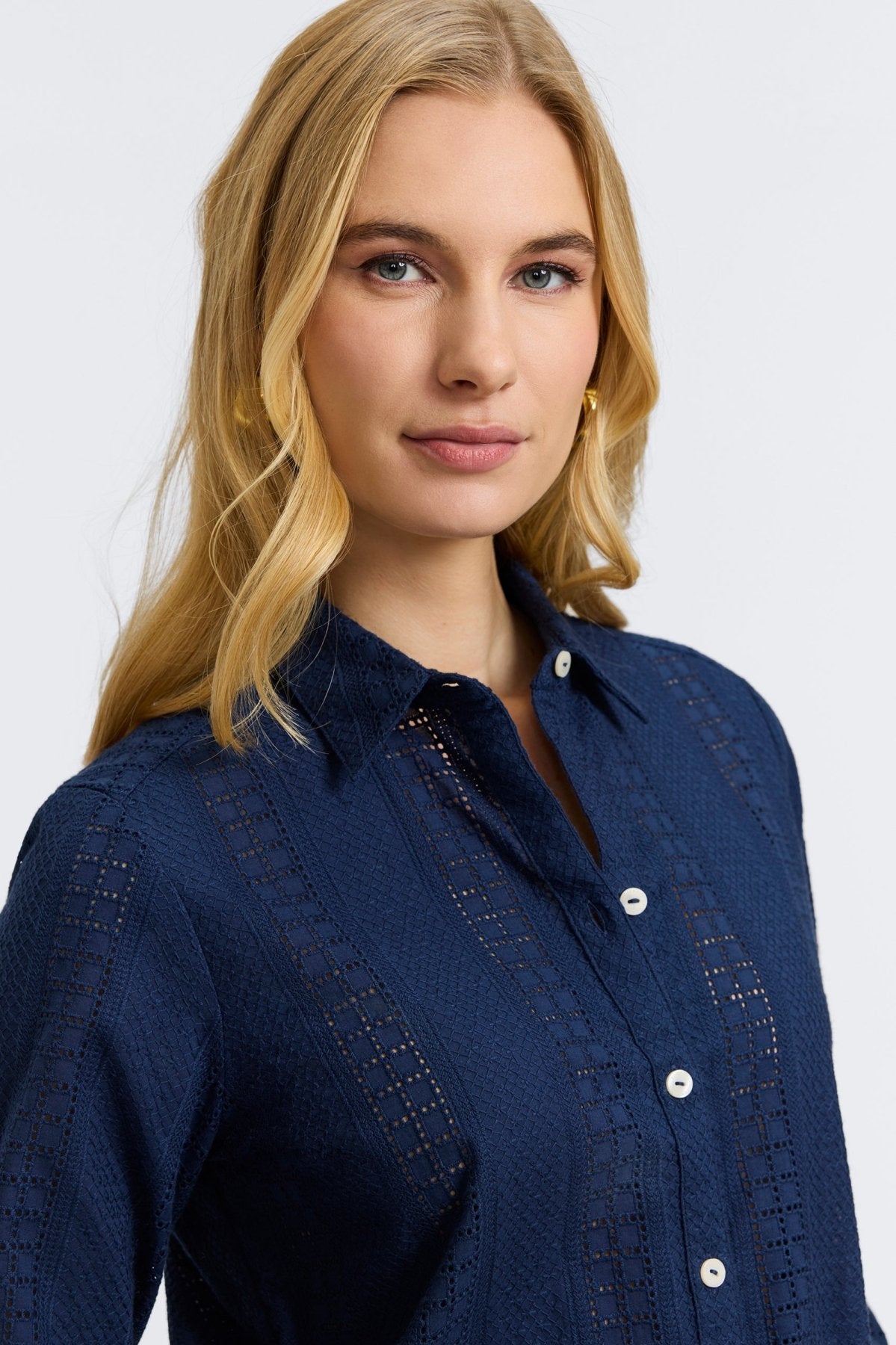 Zoey Cotton Eyelet Long Sleeve Shirt