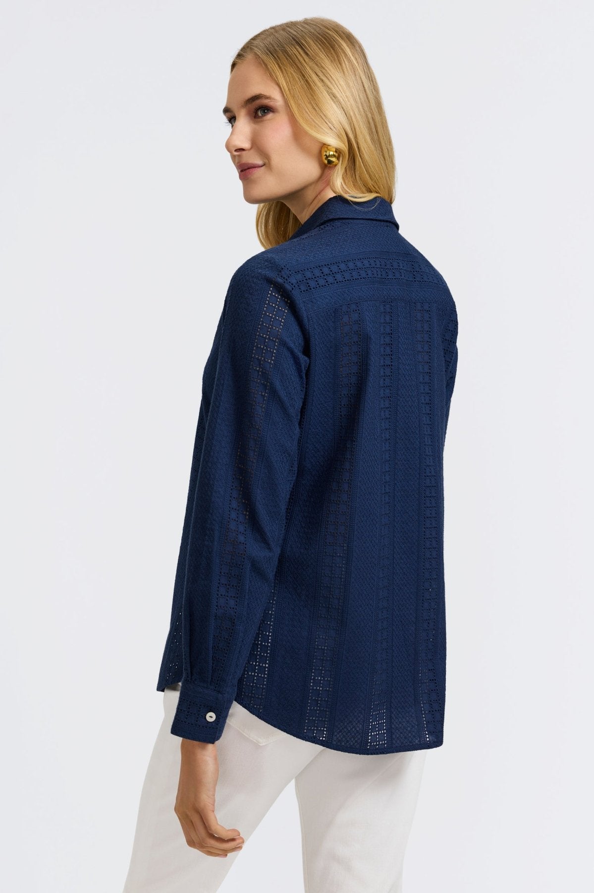 Zoey Cotton Eyelet Long Sleeve Shirt