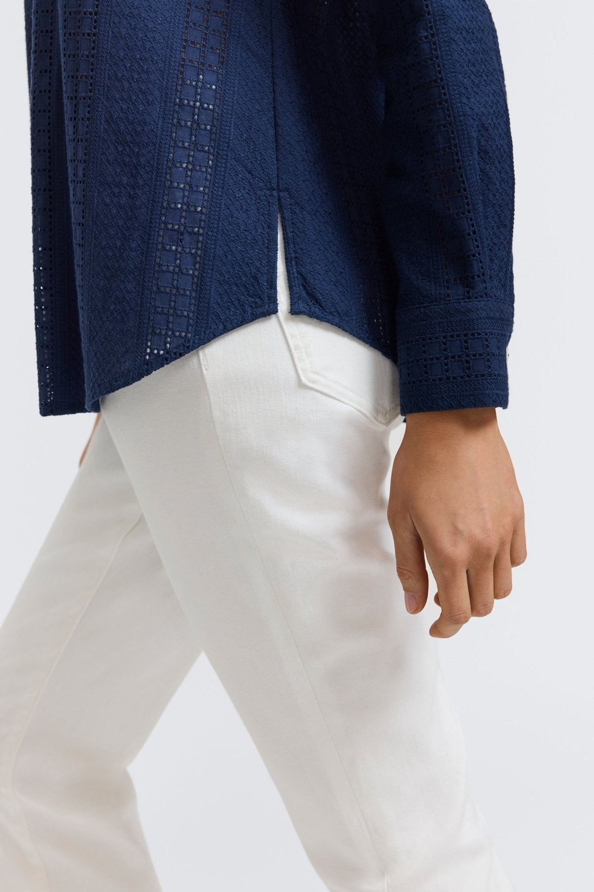 Zoey Cotton Eyelet Long Sleeve Shirt