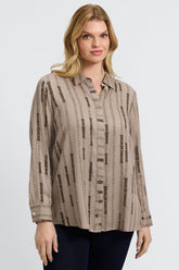 Luna Plus Chain Stripe Long Sleeve Shirt