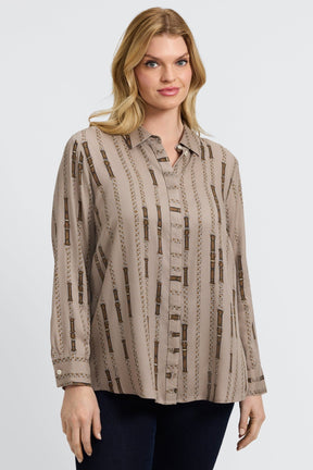 Luna Plus Chain Stripe Long Sleeve Shirt