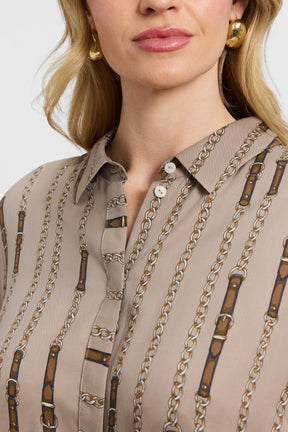 Luna Plus Chain Stripe Long Sleeve Shirt