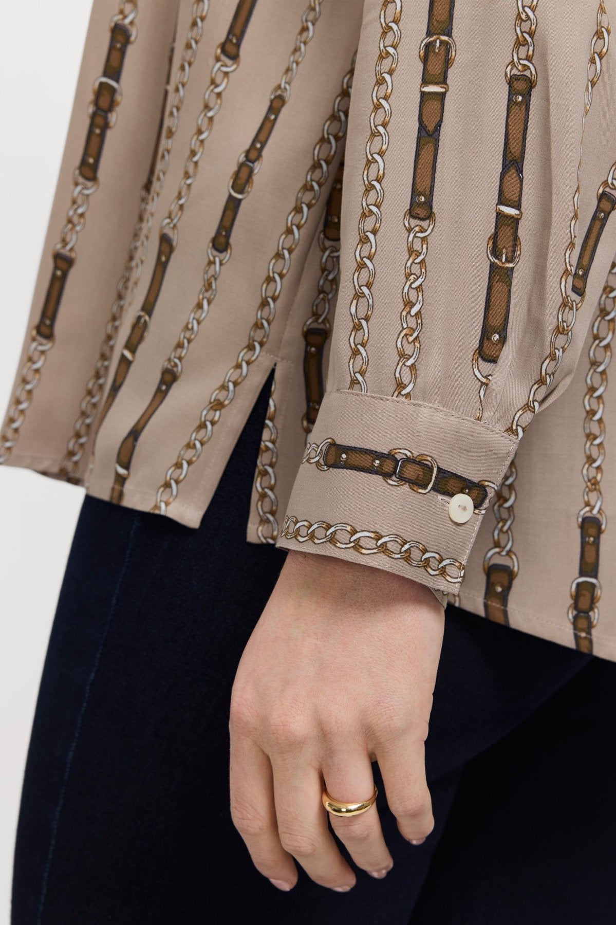 Luna Plus Chain Stripe Long Sleeve Shirt
