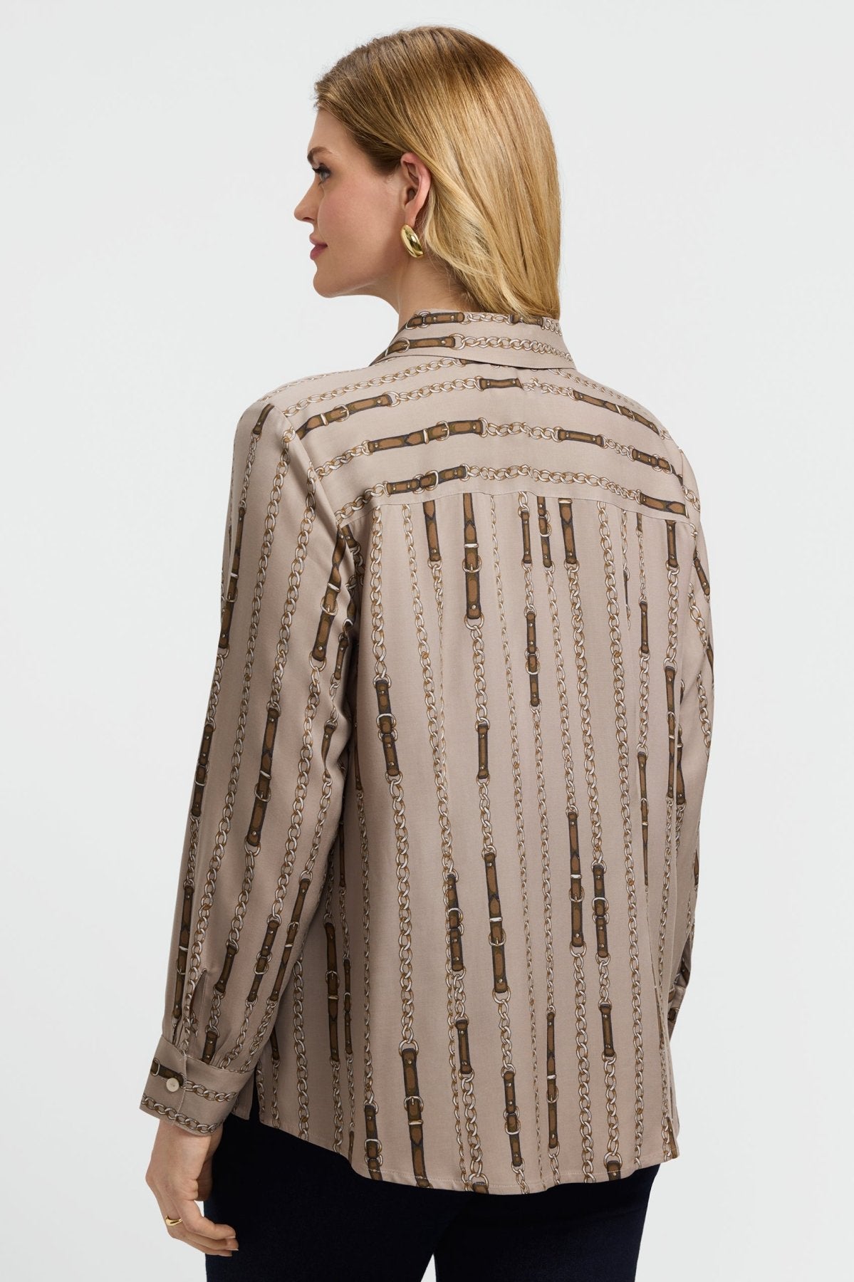 Luna Plus Chain Stripe Long Sleeve Shirt