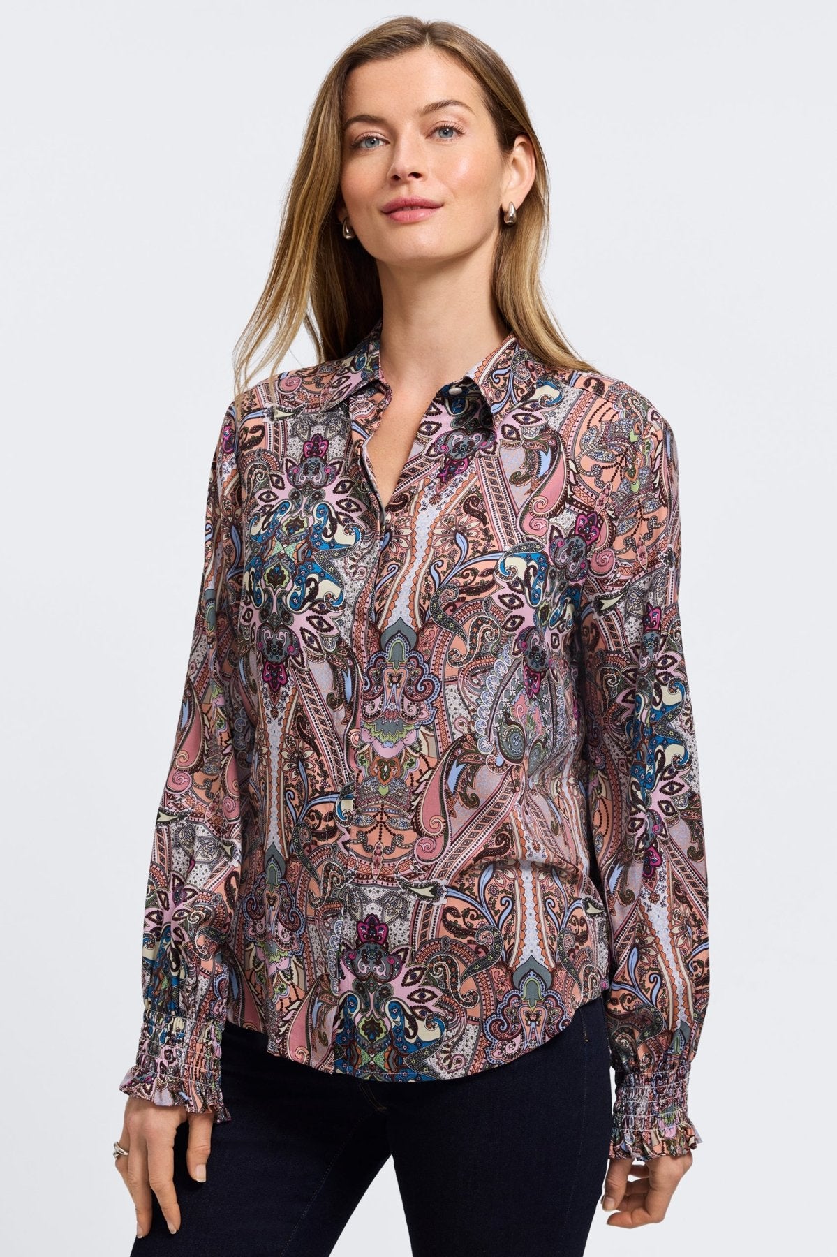 Olivia Scarf Paisley Long Sleeve Shirt