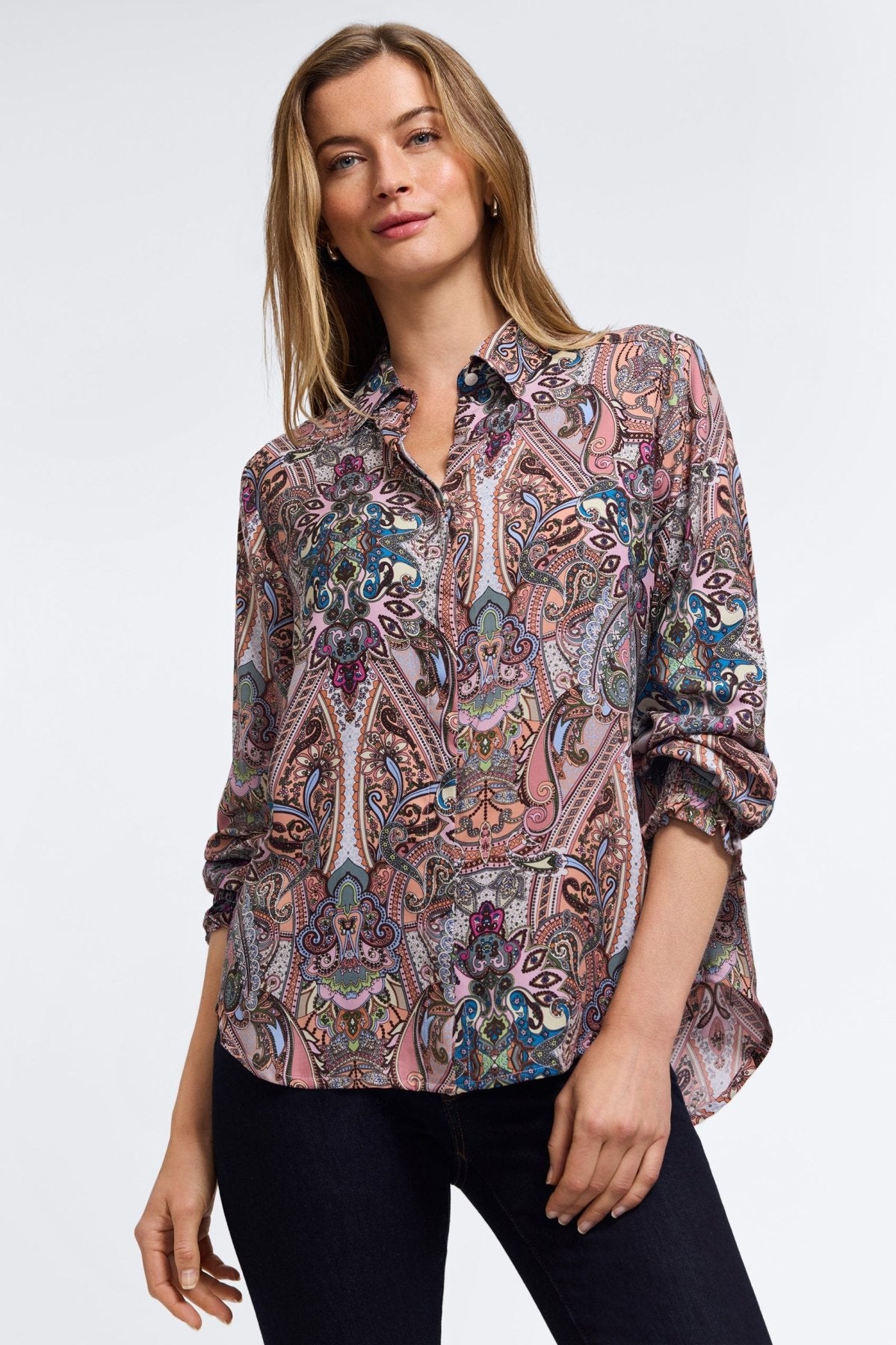Olivia Scarf Paisley Long Sleeve Shirt