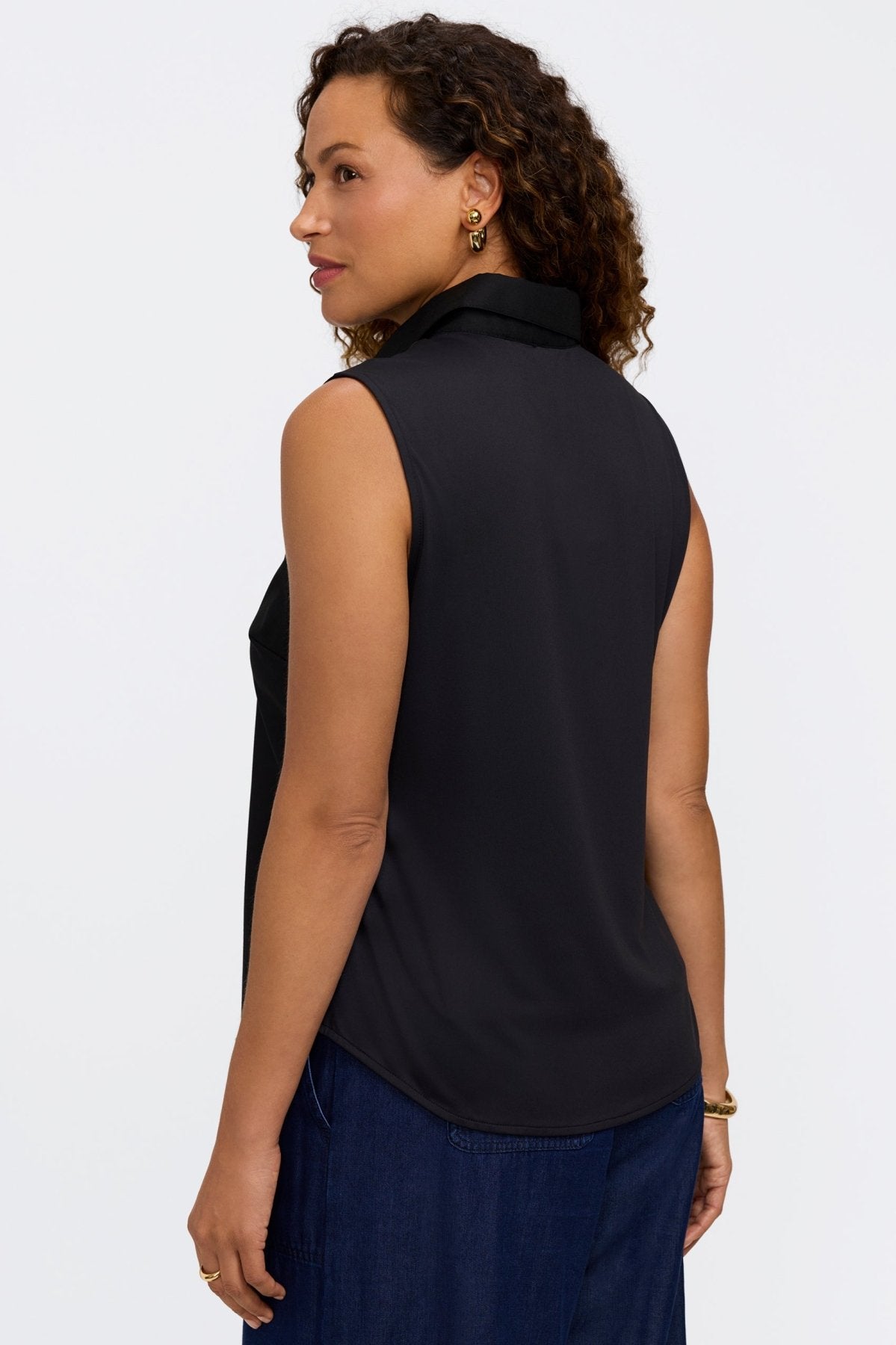 Dina Knit-Woven Sleeveless Layering Tank