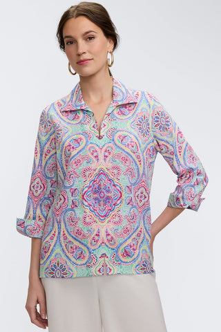 Agnes Paisley Linen 3/4 Sleeve Shirt