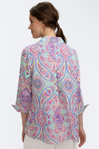 Agnes Paisley Linen 3/4 Sleeve Shirt