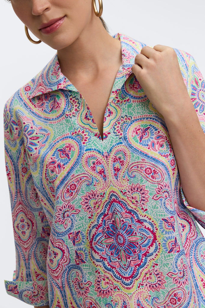 Agnes Paisley Linen 3/4 Sleeve Shirt