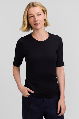 Organic Cotton Stretch Rib Crew Neck Tee