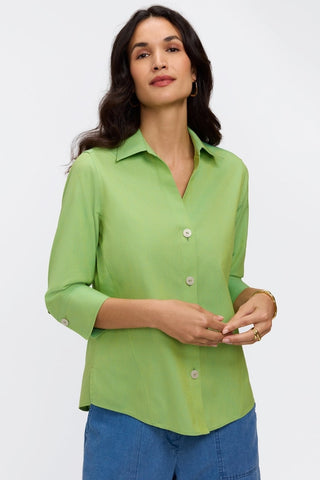 Paityn 100% cotton pinpoint 3/4 sleeve shirt in #color_mojito
