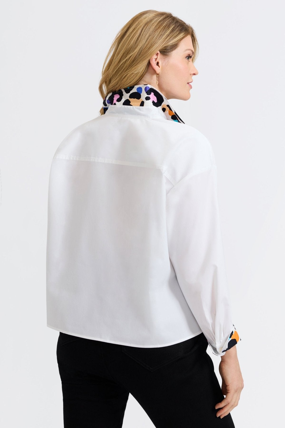 Marina Plus Multicolor Leopard Long Sleeve Short Shirt