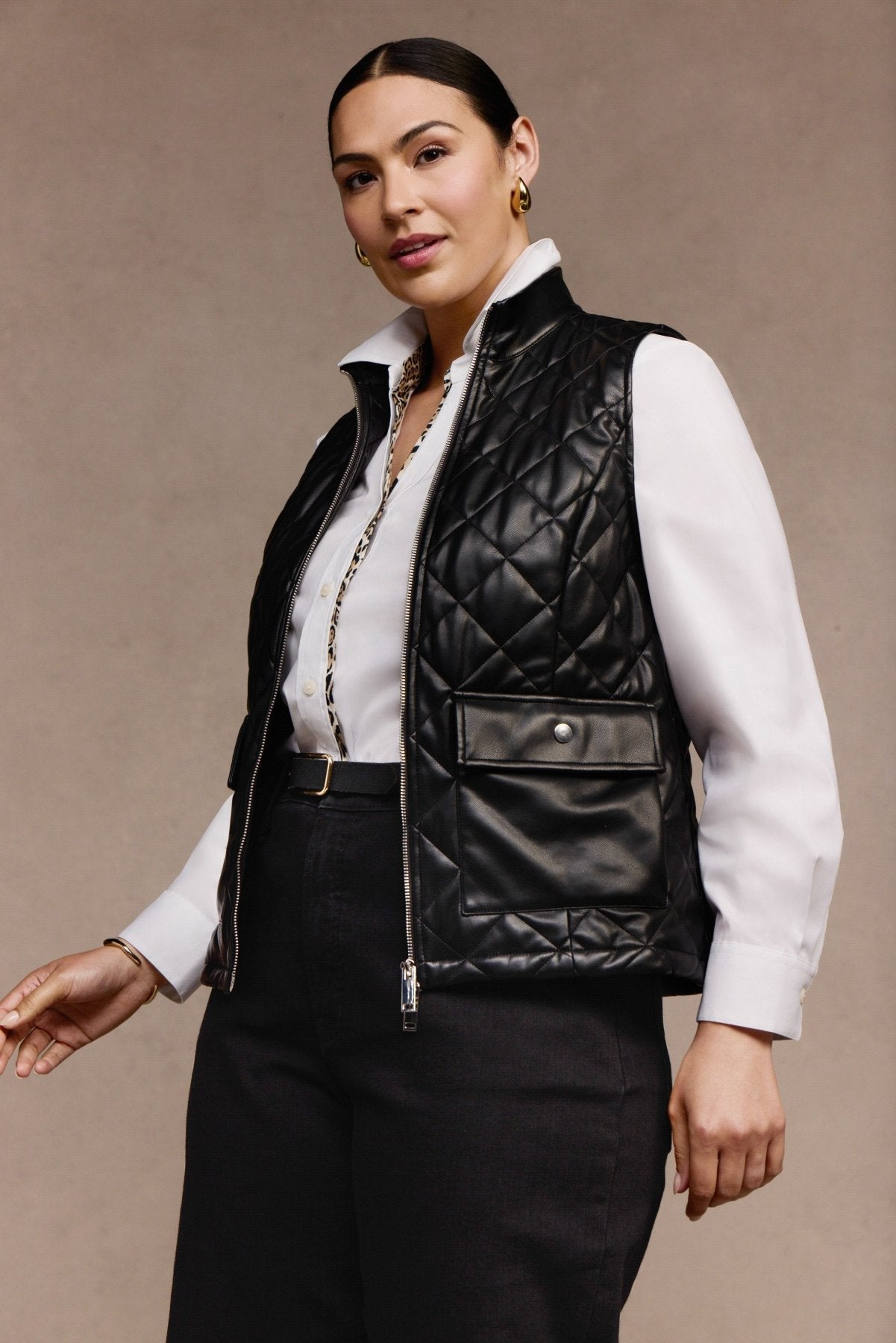 Billie Vegan Leather Quilted Vest
