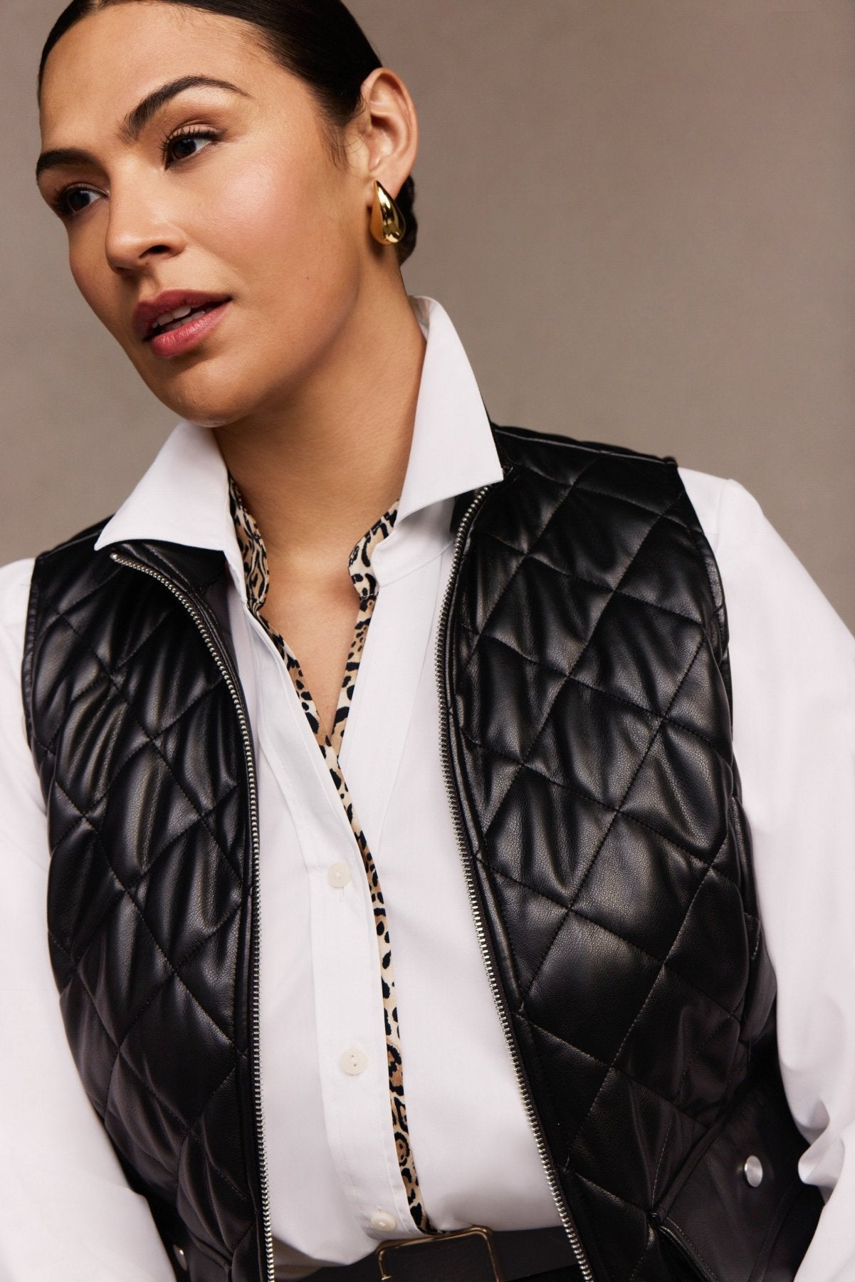 Billie Plus Vegan Leather Quilted Vest