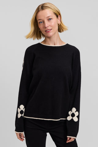 Raglan Sleeve Flower Sweater