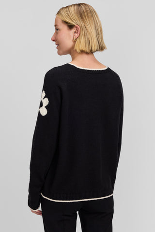 Raglan Sleeve Flower Sweater