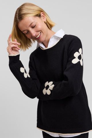 Raglan Sleeve Flower Sweater