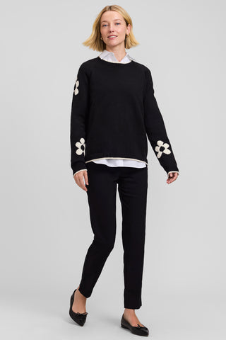 Raglan Sleeve Flower Sweater