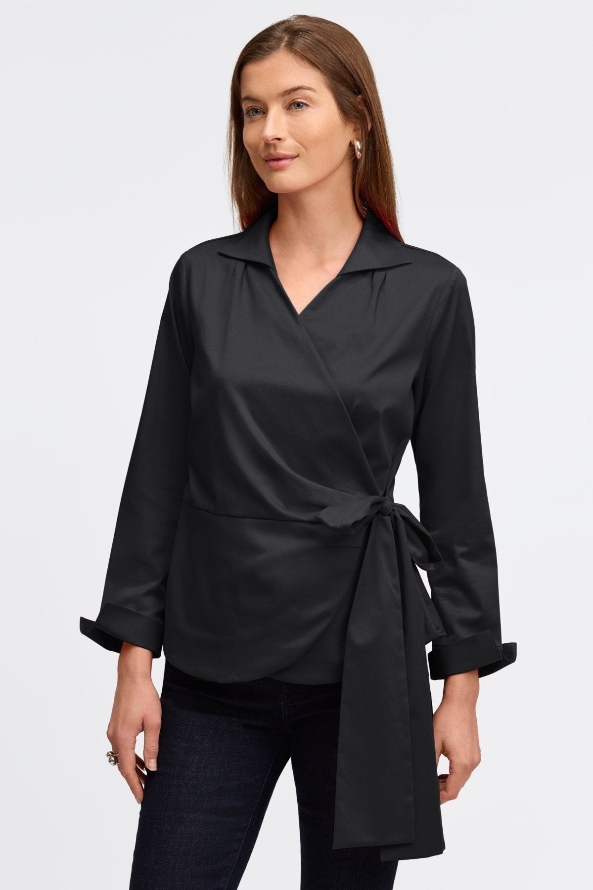 Salina No Iron Stretch Matte Sateen Long Sleeve Shirt