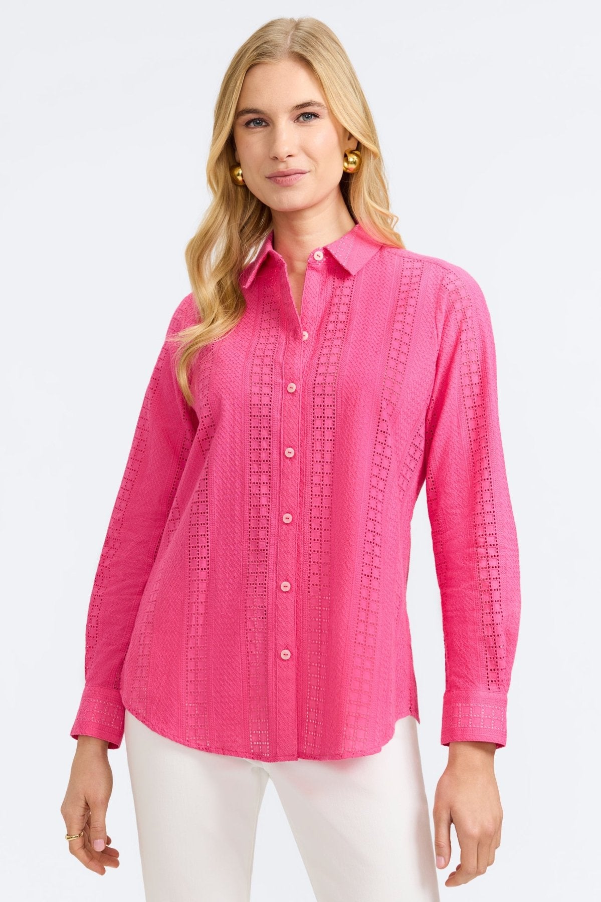 Zoey Cotton Eyelet Long Sleeve Shirt
