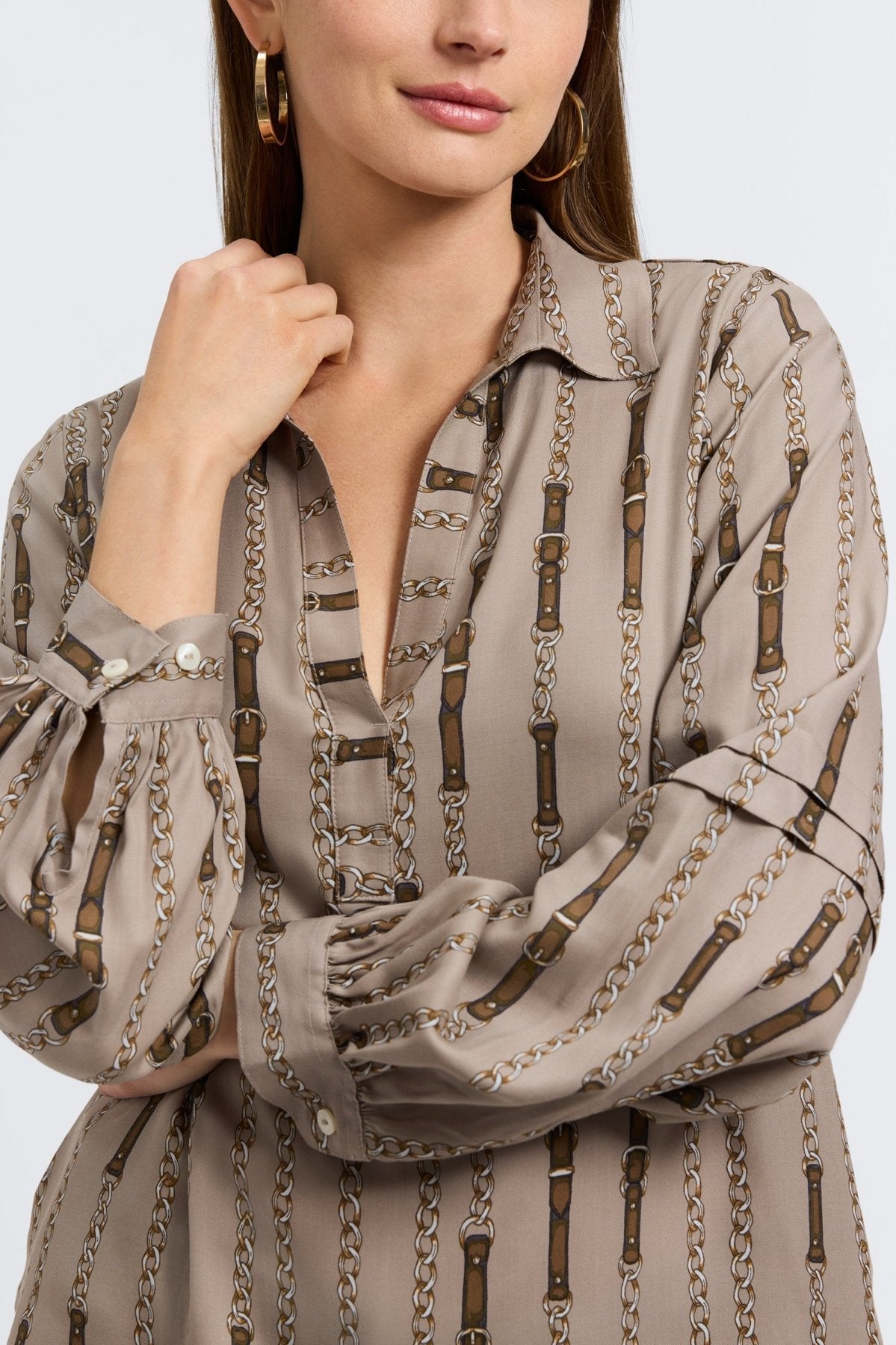 Frankie Chain Stripe Long Sleeve Popover Shirt