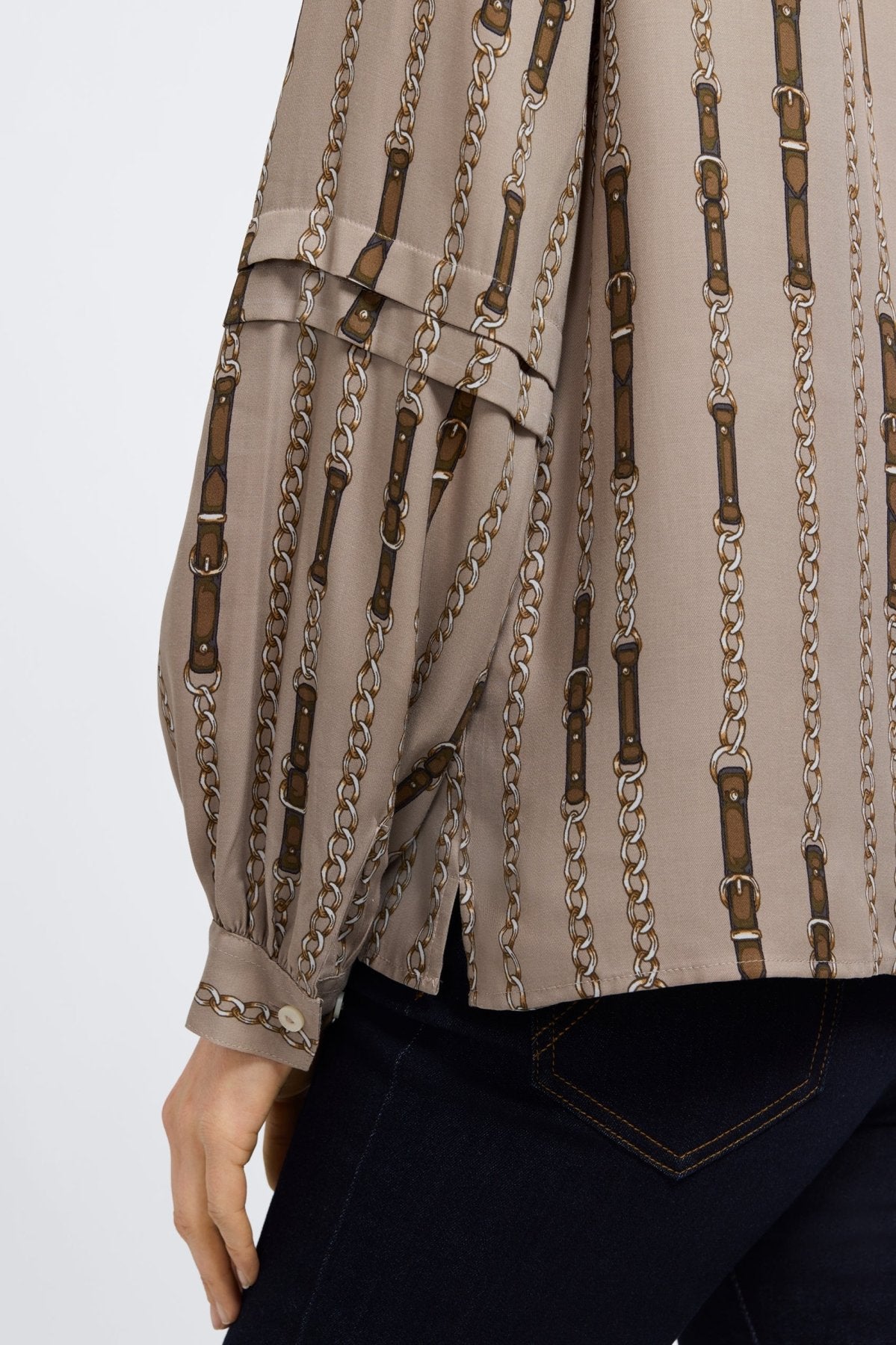 Frankie Chain Stripe Long Sleeve Popover Shirt