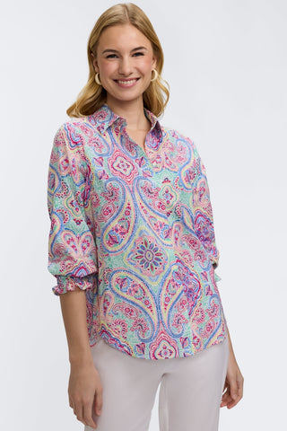 Olivia Paisley Linen 3/4 Sleeve Shirt
