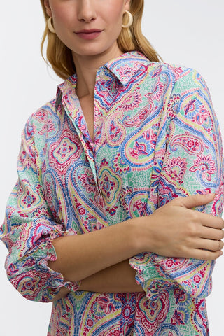 Olivia Paisley Linen 3/4 Sleeve Shirt