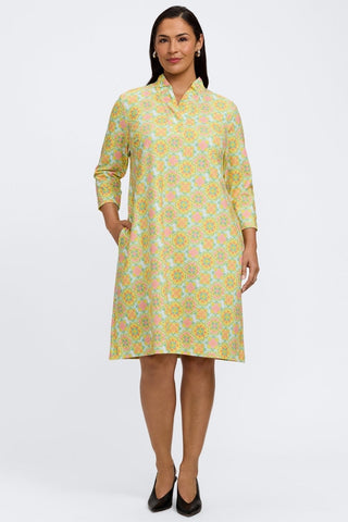 Tammy Plus Sicilian Tile 3/4 Sleeve Dress