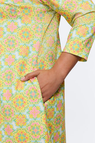 Tammy Plus Sicilian Tile 3/4 Sleeve Dress